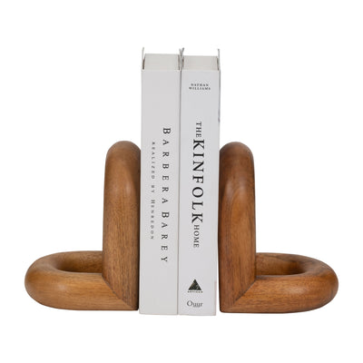 WOOD, S/2 7" LOOPY BOOKENDS, BROWN