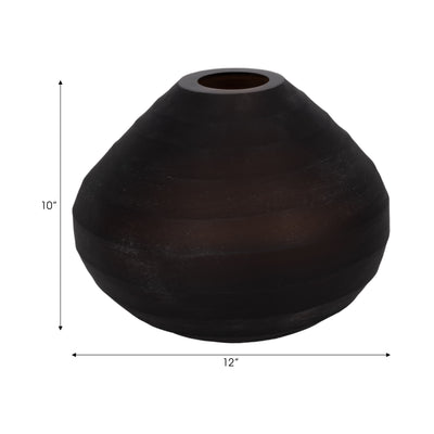 Glass, 10" Rotund Vase, Smokey Brown