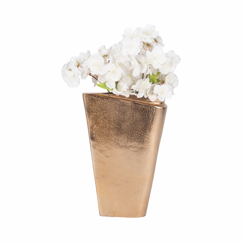 12" Balee Metal Origami Vase, Champagne