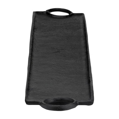 METAL,S/2 26/32",FLAT TRAY W/RING HANDLES,BLACK