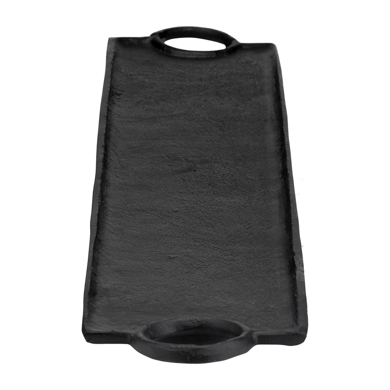 METAL,S/2 26/32",FLAT TRAY W/RING HANDLES,BLACK