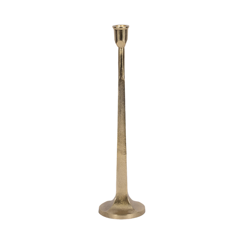 METAL, 16" SQUARED OFF TAPER CANDLEHOLDER, GOLD