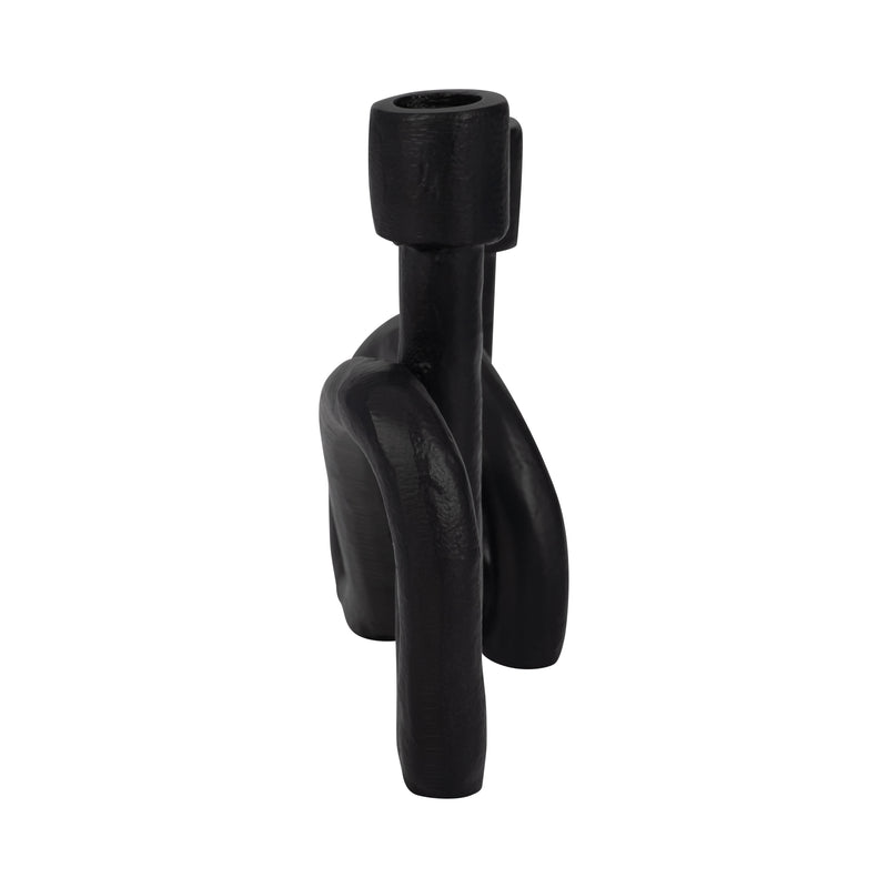 9" Swirled 2 Taper Candleholder, Black