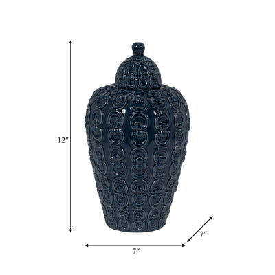 CER, 12" CHAIN TEXTURE JAR, NAVY