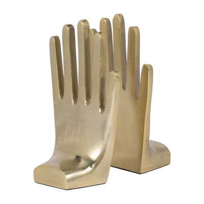 METAL, S/2 7" HANDS BOOKENDS, GOLD