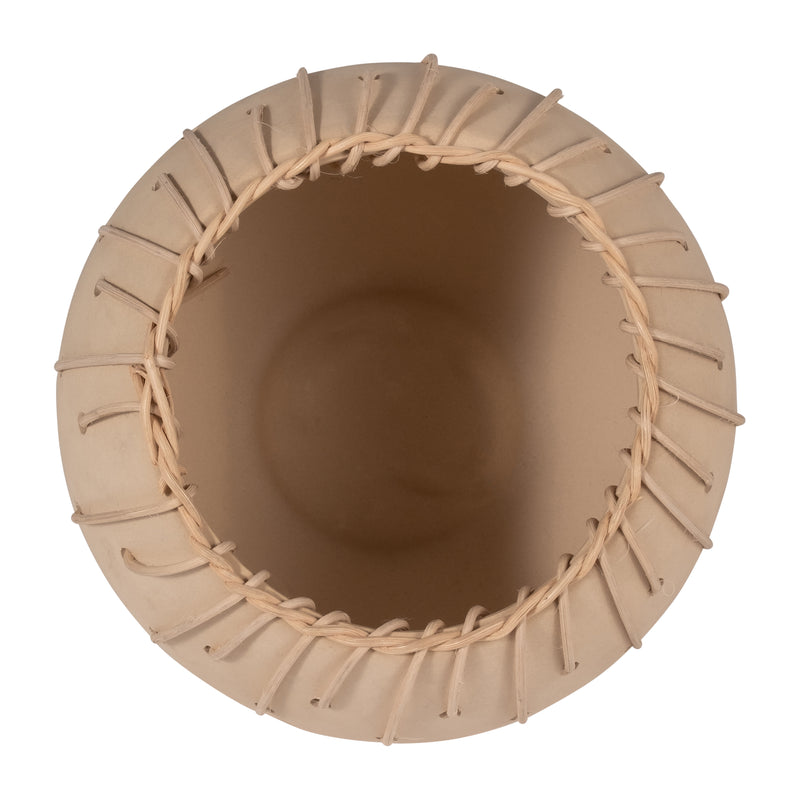 CER, 9"D BOWL W/ WEAVING, NATURAL