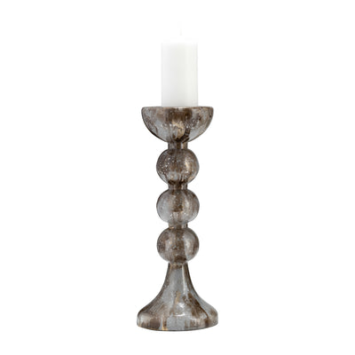 GLASS, 18"H, BUBBLY CANDLE HOLDER, BROWN