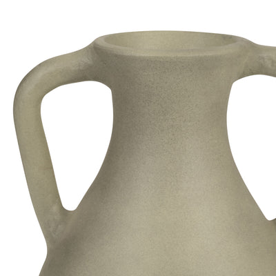 TERRACOTTA, 11" JUG VASE W/ HANDLES, SAGE GREEN