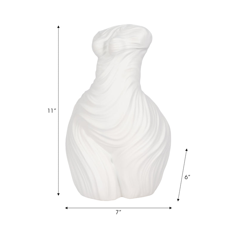 11" Curvy Ribbed Sculpture, White