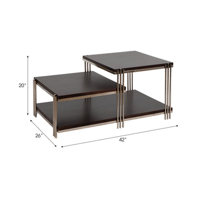 Metal/wood, 42" Three Tier Coffee Table