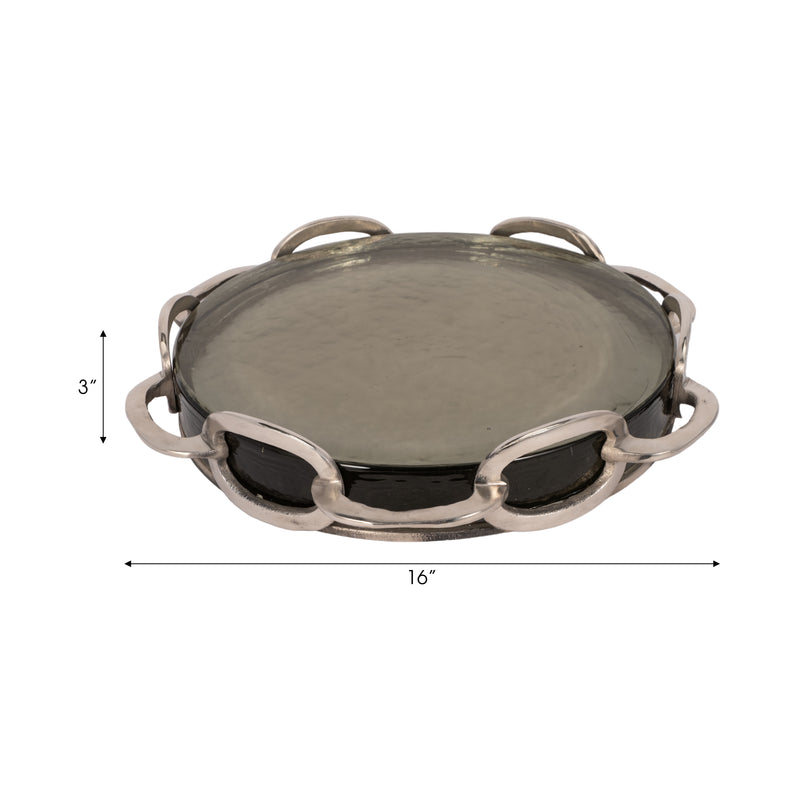 16" Palmas Large Silver Link Tray