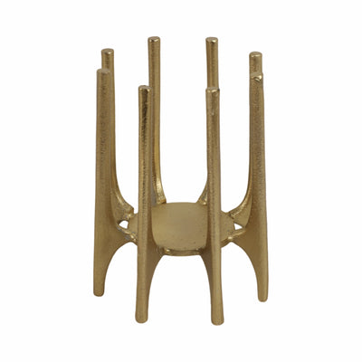 METAL, 6" CANDLEHOLDER WITH SPIKE LEGS, GOLD