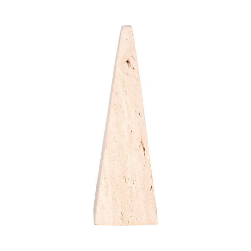 12" Travertine Obelisk, Tan