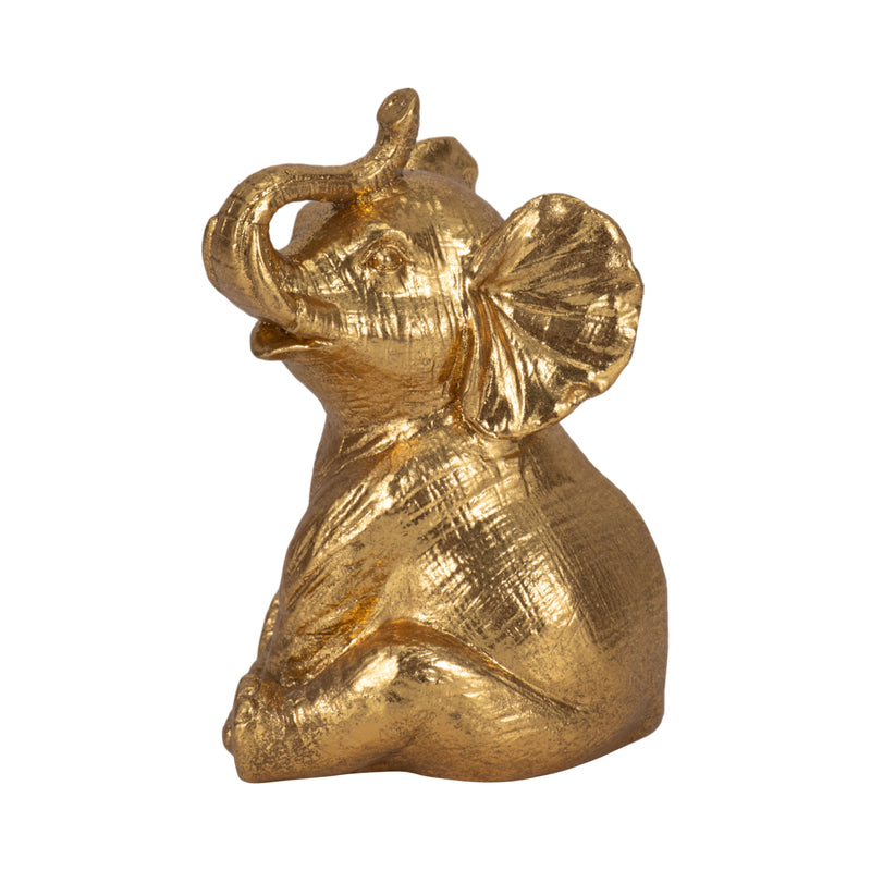 7" Sitting Elephant, Gold