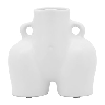 CER, 6" HALF BODY VASE, WHITE