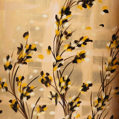 S/2 71x59 Hand Painted Wildflowers, Gold