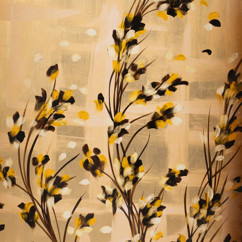 S/2 71x59 Hand Painted Wildflowers, Gold