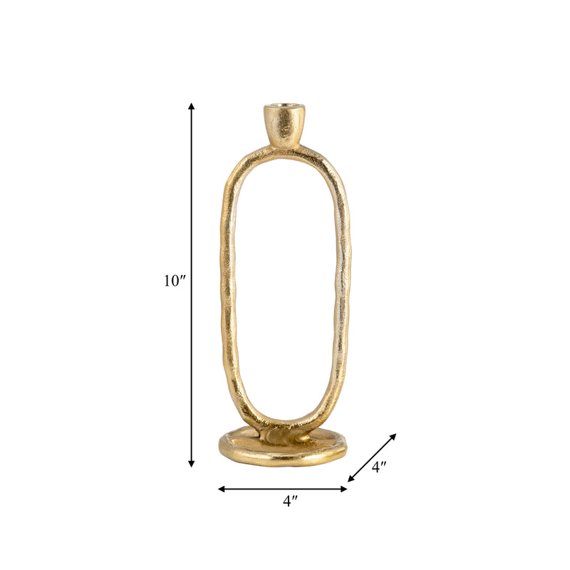 METAL, 10" OPEN OVAL TAPER CANDLEHOLDER, GOLD