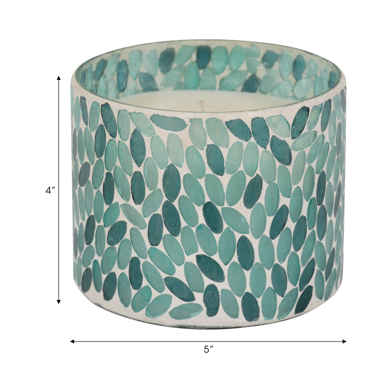 Glass, 5" 26 Oz Mosaic Scented Candle, Blue Multi