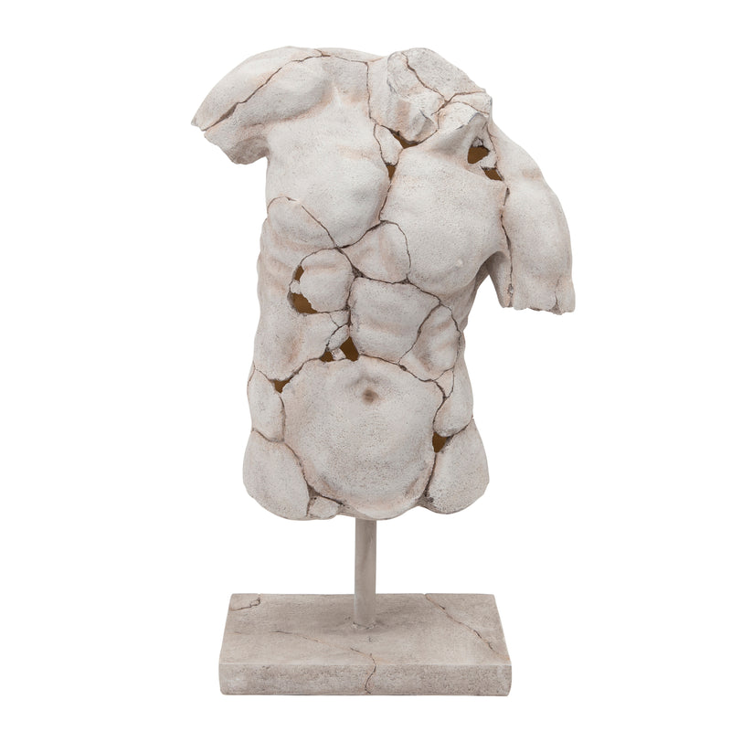 CRACKED TORSO SCULPTURE, WHITE