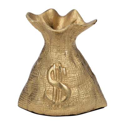 Metal, 8" Money Bag, Gold