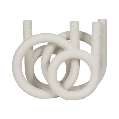 15" Looped 4-taper Candleholder, White