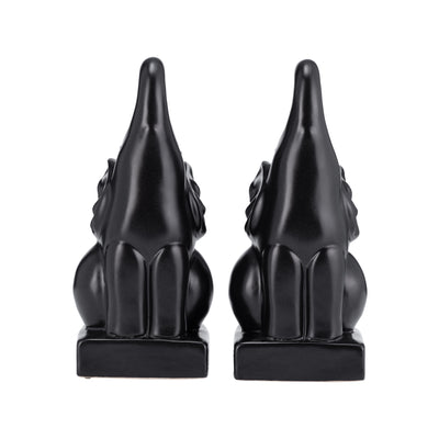 CER, S/2 8"H ELEPHANT BOOKENDS, BLACK