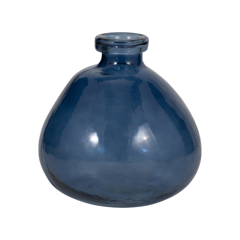 GLASS, 8" BALLOON VASE, BLUE