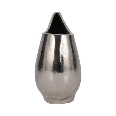 Metal, 14" Andria Medium Silver Vase