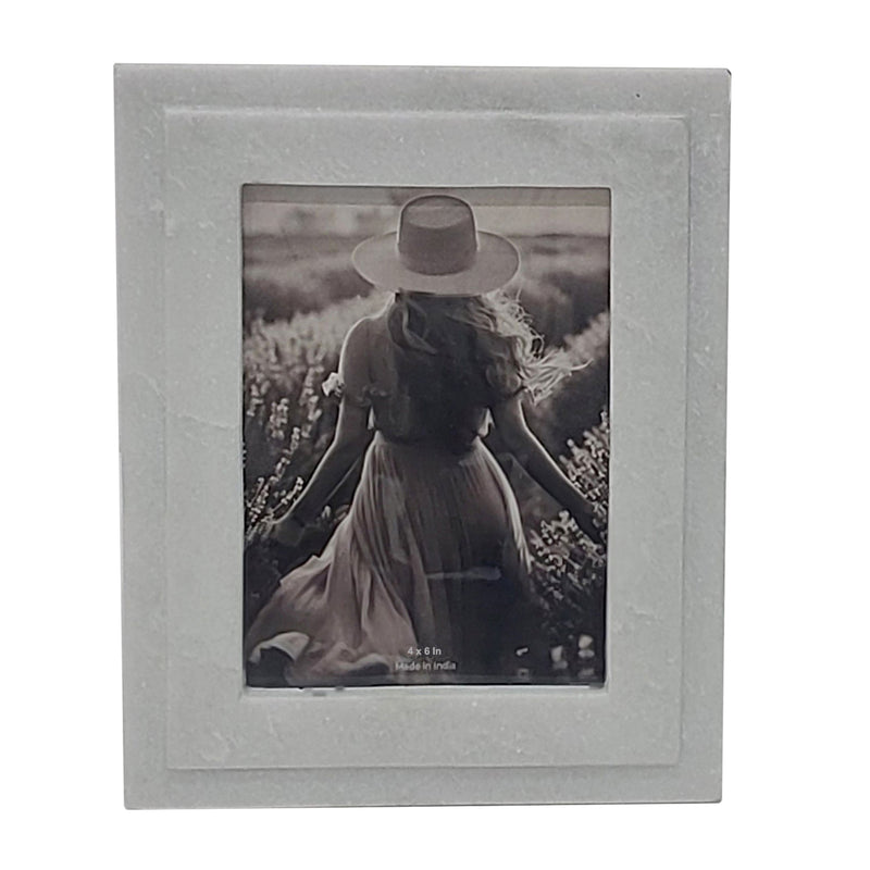 4x6 Marble Ridged Photo Frame, White