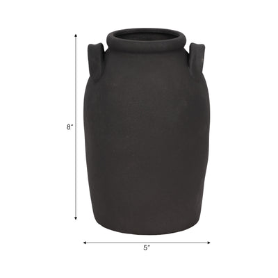 8" Rough Finish Jug With Handles, Black