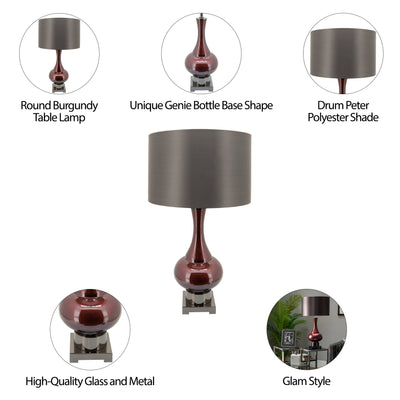 Glass 31" Genie Bottle Table Lamp, Burgundy