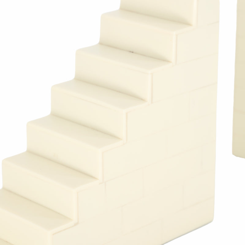 Resin, S/2 6" Steps Bookends, Ivory