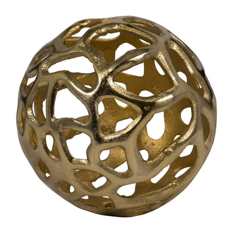 Metal, 6" Cut-out Orb, Gold