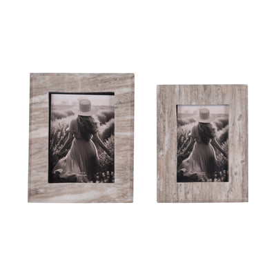 4x6 Curved Marble Photo Frame, Mocha