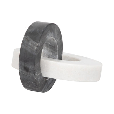 Marble, 8" Double Ring, White/black