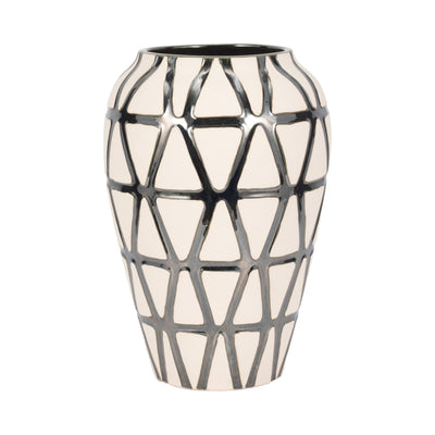 16" Fabiola Oversized Tribal Vase, Pewter