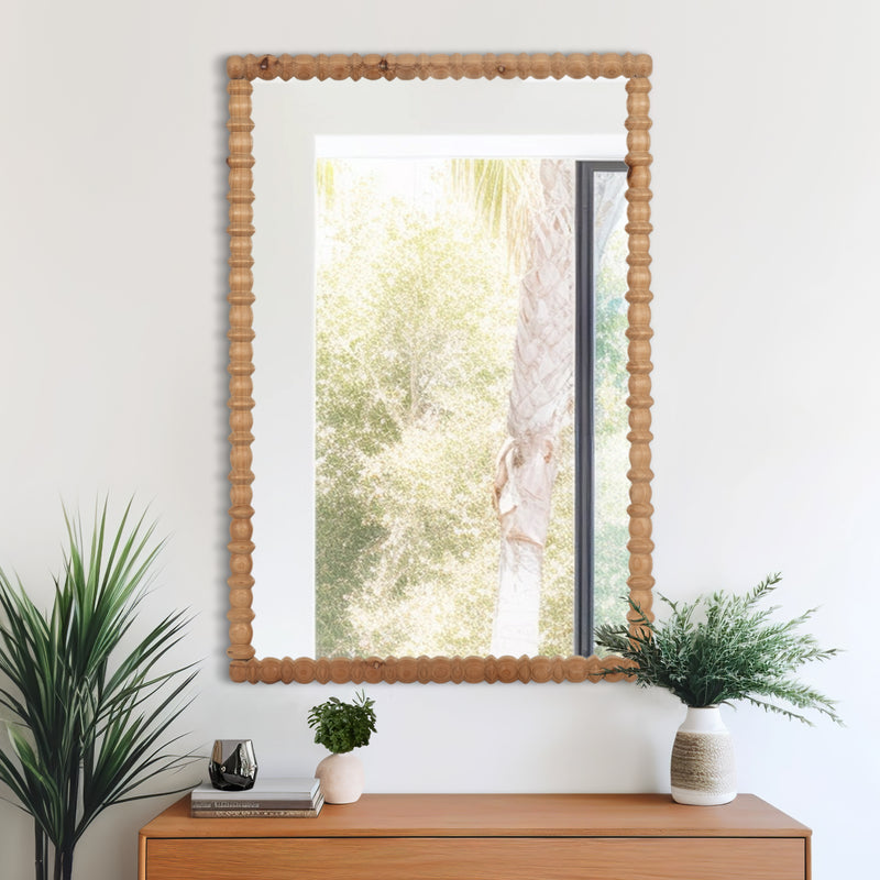 30x44 Carved Wood Mirror, Natural