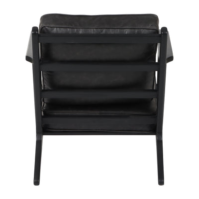 33" Andromeda Top Grain Leather Accent Chair, Blk