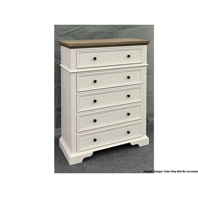 Eastwood Youth 5-Drawer Chest in Brown and Off-White