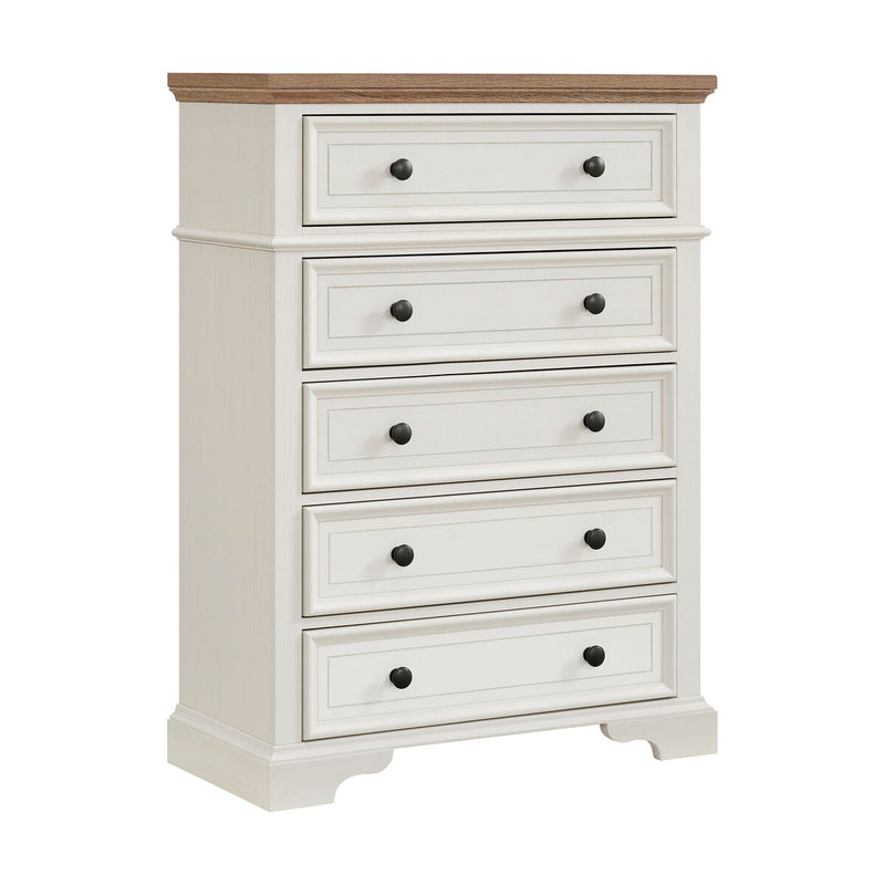 Eastwood Youth 5-Drawer Chest in Brown and Off-White