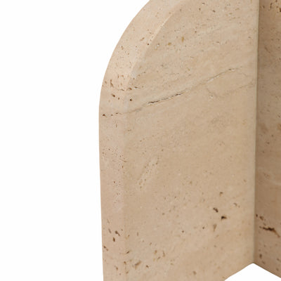 S/2 6" Arched Travertine Bookends, Tan