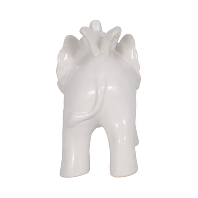 CERAMIC 7" ELEPHANT ANGEL FIGURINE, WHITE