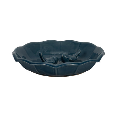 11" Flower Bird Bath, Blue