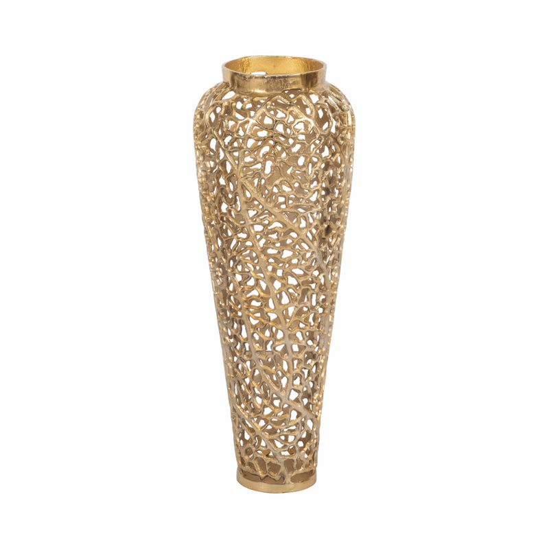 26" Fauna Metal Bouquet Floor Vase, Gold