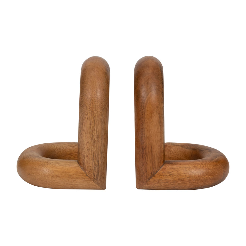 WOOD, S/2 7" LOOPY BOOKENDS, BROWN