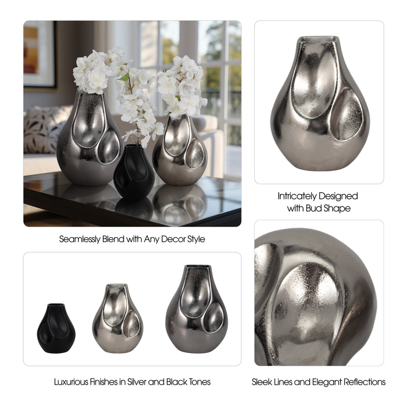 S/3 5/8/10" Jemmi Metal Cast Vases, Multi