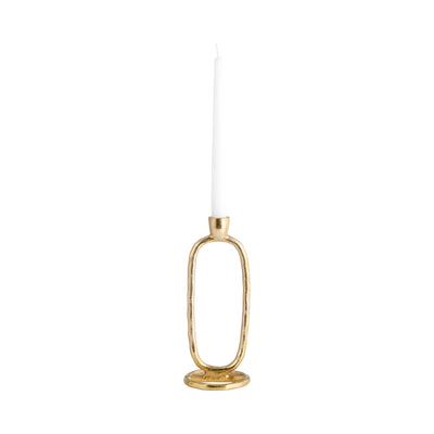 METAL, 10" OPEN OVAL TAPER CANDLEHOLDER, GOLD