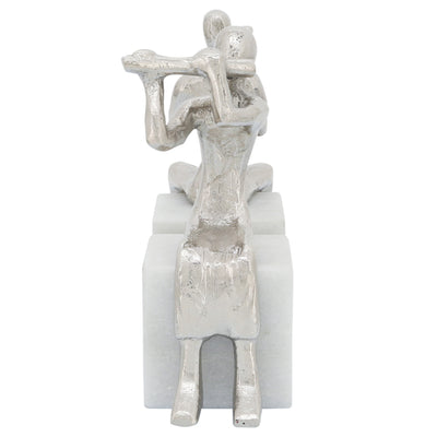 S/2 METAL MUSICIANS ON MARBLE BASE, SILVER