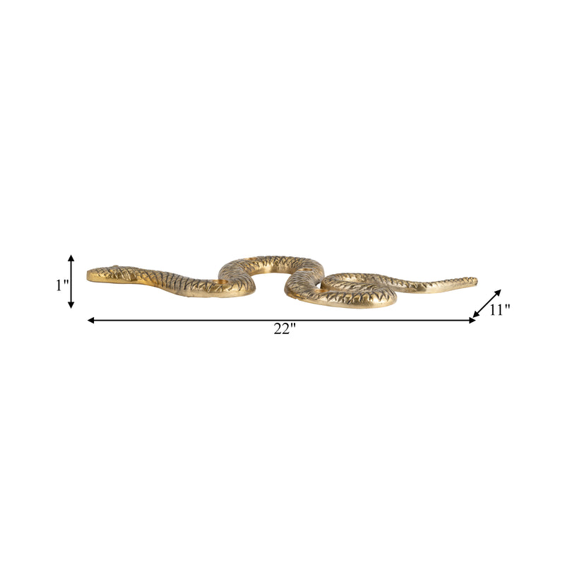 METAL, 22" SNAKE 4-TAPER CANDLE HOLDER, GOLD